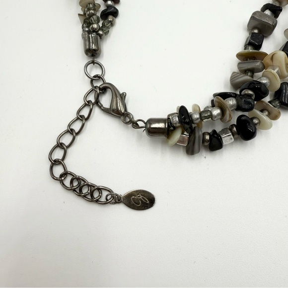 Vintage Cg Signed Gemstone Silver Tone Chain Chunky Statement Necklace - Picture 6 of 8